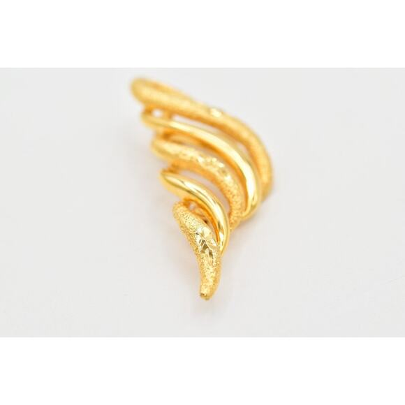 Vintage Christmas Tree Pin Brooch Metallic Gold Tone Textured Chunky 1980s BinBG - Picture 8 of 12